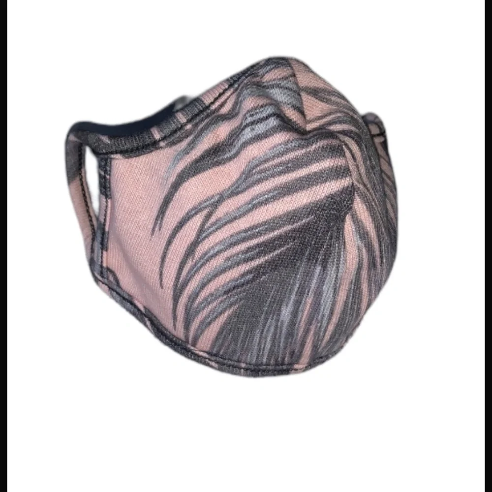 Pink and green leaf reversible face mask